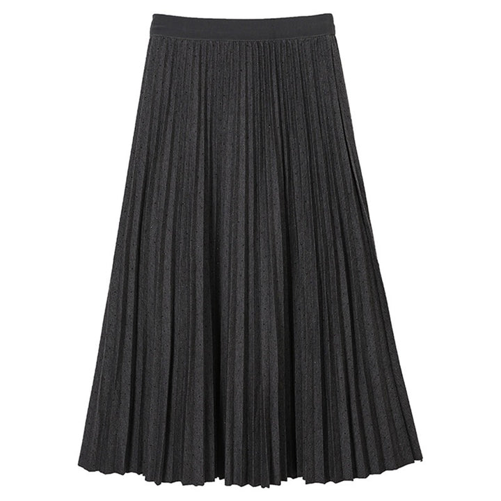 Women's elegant pleated maxi skirt with subtle glitter finish and elastic comfort waistband Mune Fashion