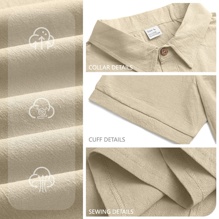 Men's breathable gauze polo shirt with open collar loose fit and button placket Mune Fashion