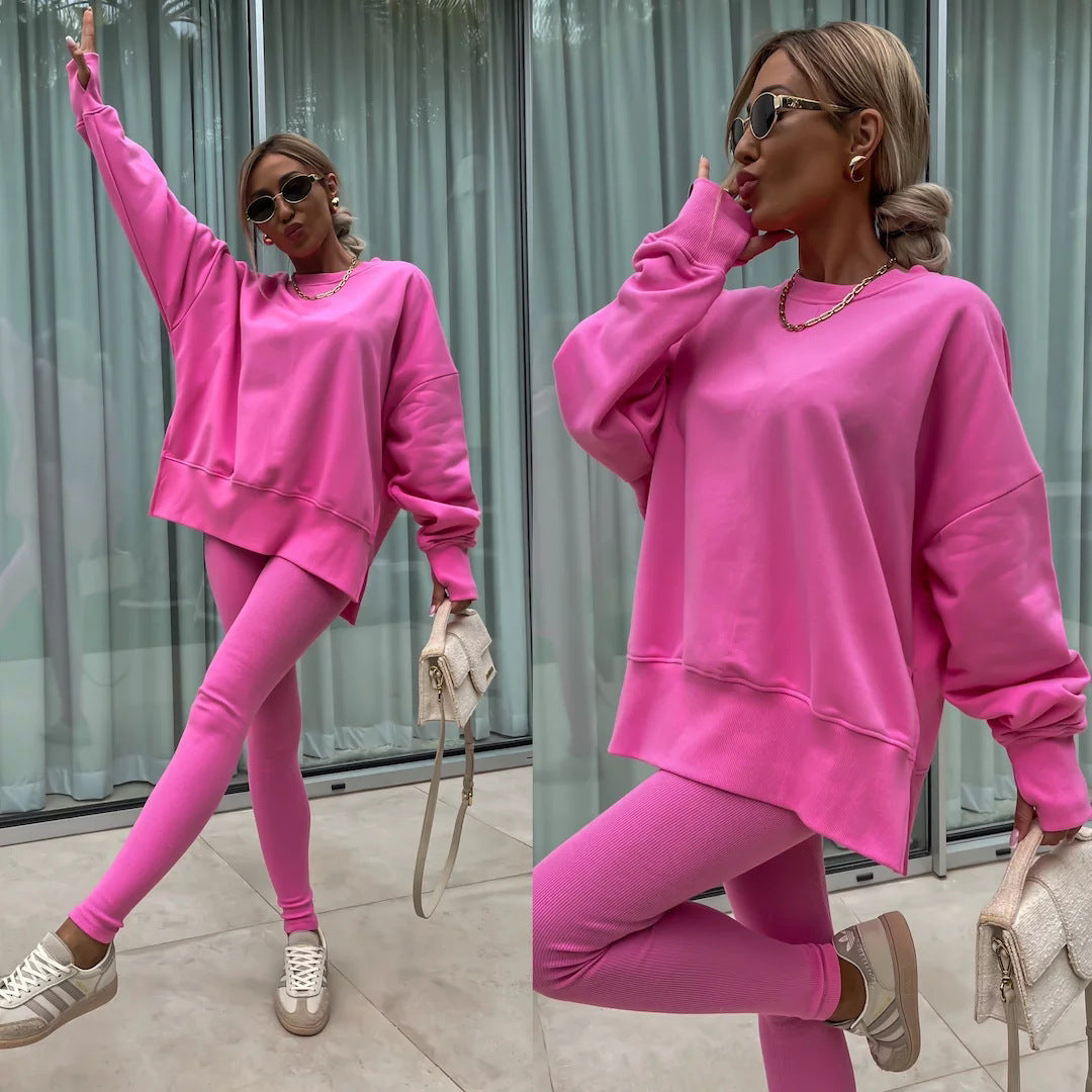 Women nan Oversize Sweatshirt with tailored rib leggings set Mune Fashion
