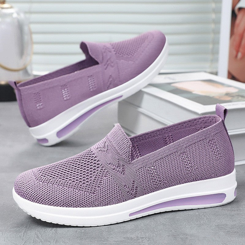Women's seamless knit slip-on casual sneakers with ergonomic memory footbed and cushioning air chamber midsole Mune Fashion