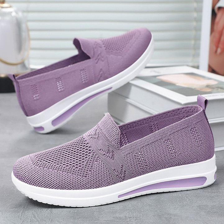 Women's seamless knit slip-on casual sneakers with ergonomic memory footbed and cushioning air chamber midsole Mune Fashion
