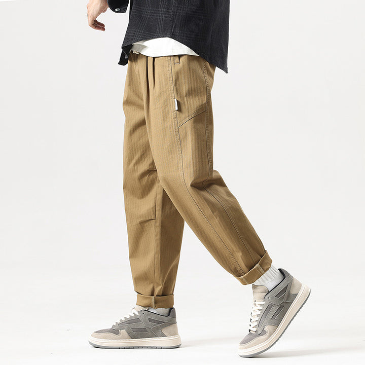 Men's Loose Fit Cargo Jogging Pants with Elastic Drawstring Waistband and Tapered Leg Mune Fashion