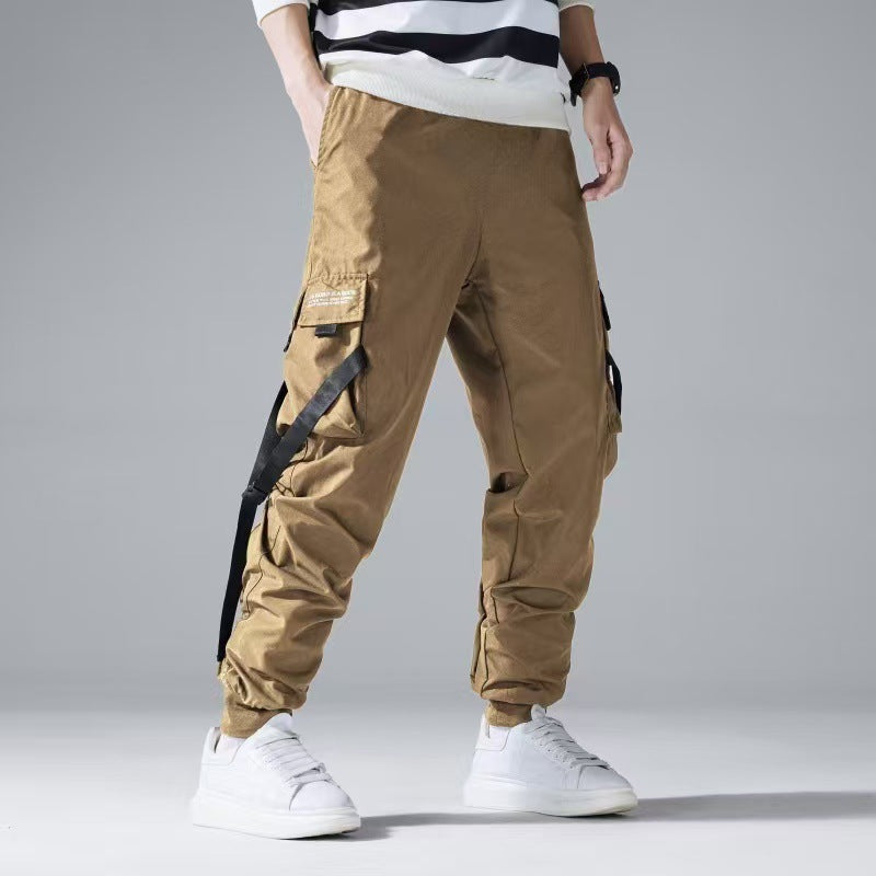 Men's Tech Cargo Jogging Pants with Multi-Pockets, Drawstrings & Elastic Cuffs Mune Fashion