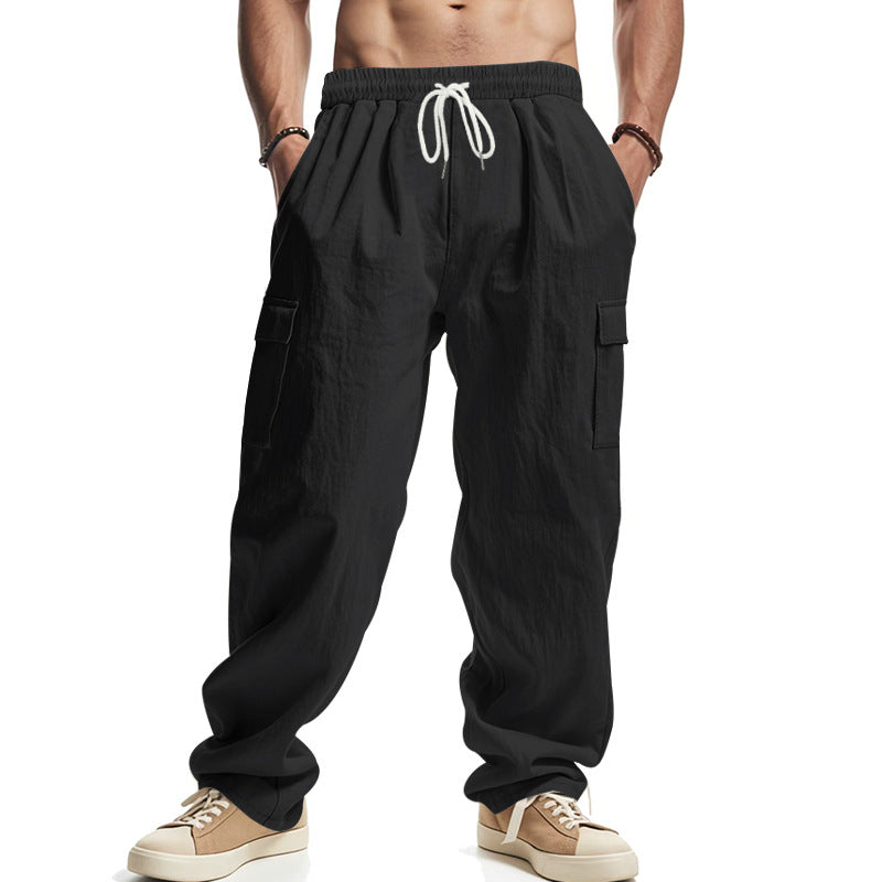 Men's Loose Fit Cargo Pants made of lightweight ripstop with elastic waistband and flap pockets Mune Fashion