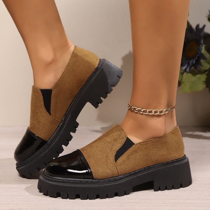 Women's trendy chunky loafer with animal print, patent toe cap and profiled tractor sole Mune Fashion