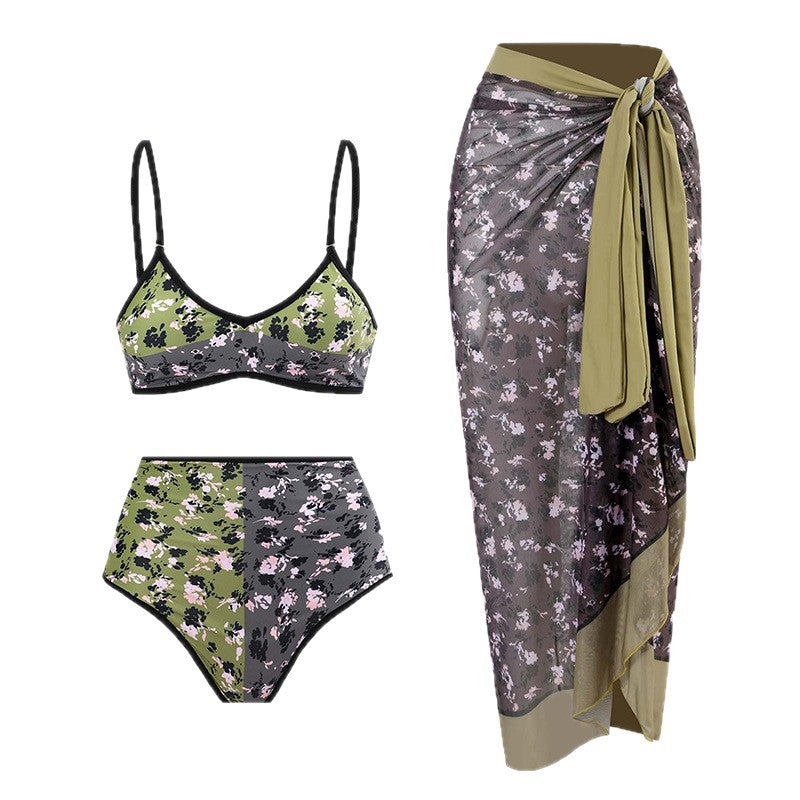 Women's High-Waisted Bikini Set with Floral Design and Comfortable Cut Mune Fashion