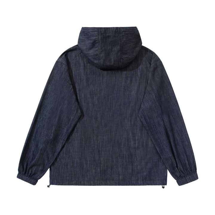 Men's lightweight denim anorak with hood and half button placket Mune Fashion