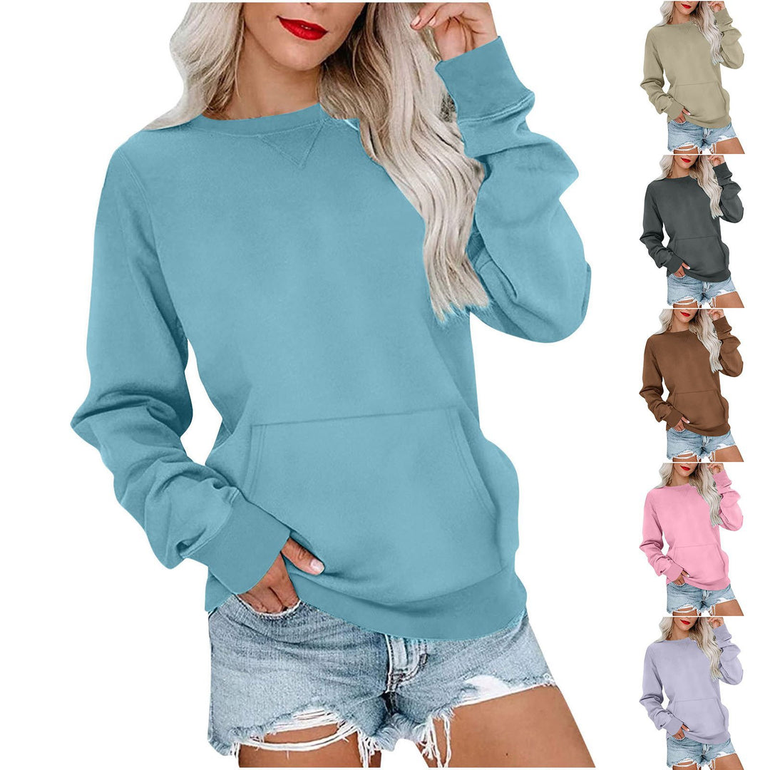 Women's Loose Sweatshirt with Round Neckline and Kangaroo Pocket Mune Fashion