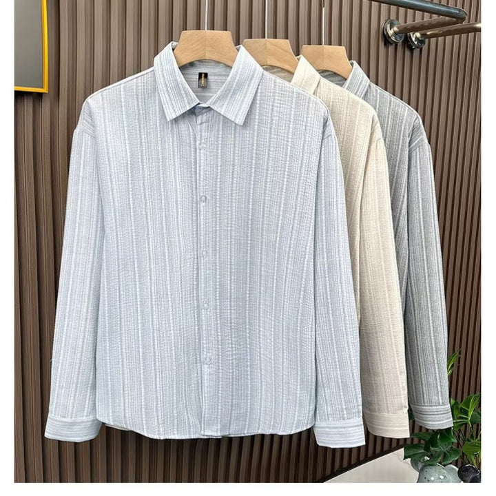 Men's Elegant Striped Long Sleeve Shirt Mune Fashion