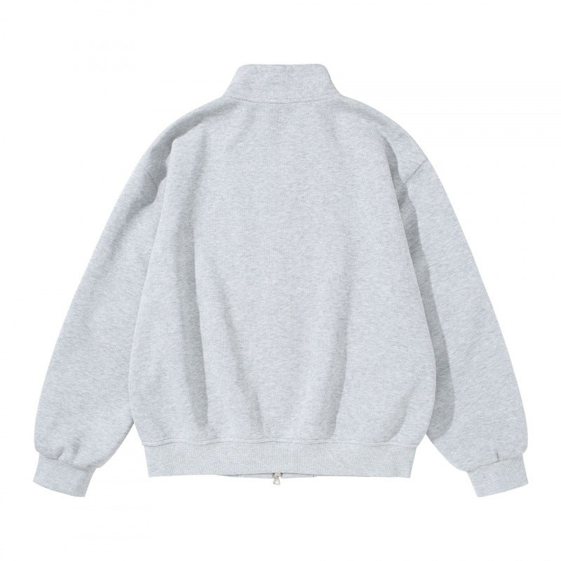 Unisex sweatshirt jacket with stand-up collar, oversized fit and round in-seam pockets Mune Fashion