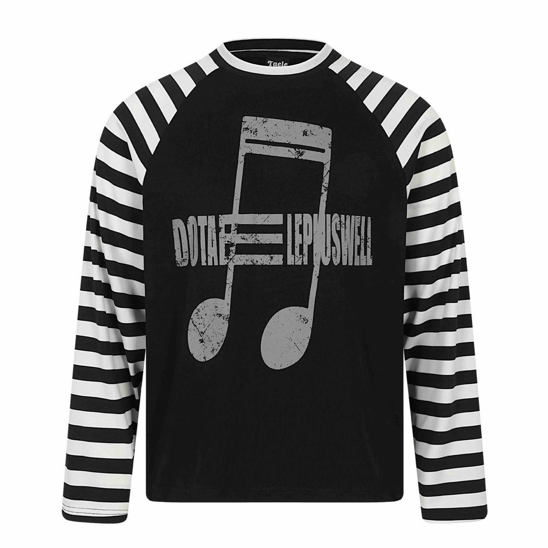 Unisex Long-Sleeve Raglan Longsleeve with Music Print and Striped Sleeves Mune Fashion