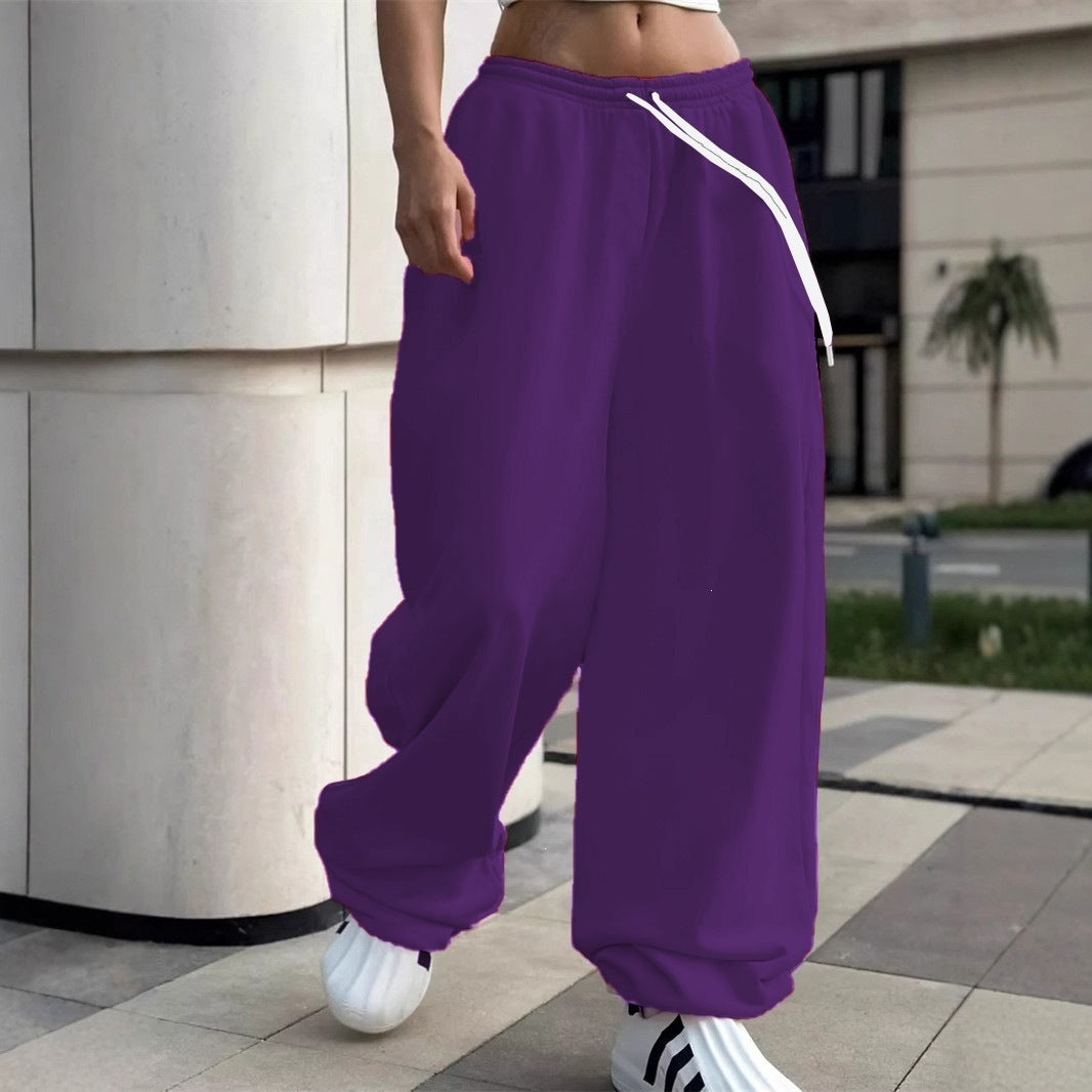 Women's wide Baggy joggers with a high comfort waistband, drawstring and elastic ankle cuffs Mune Fashion