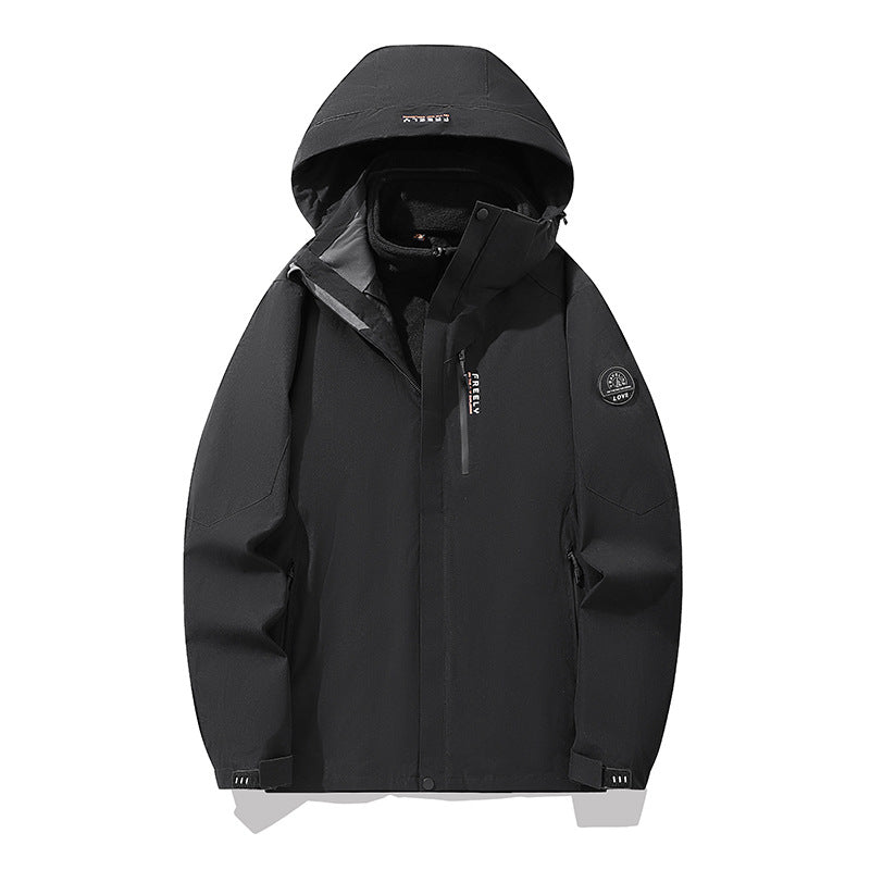 Men's non-waterproof three-piece winter jacket with removable hood and fleece inner jacket Mune Fashion
