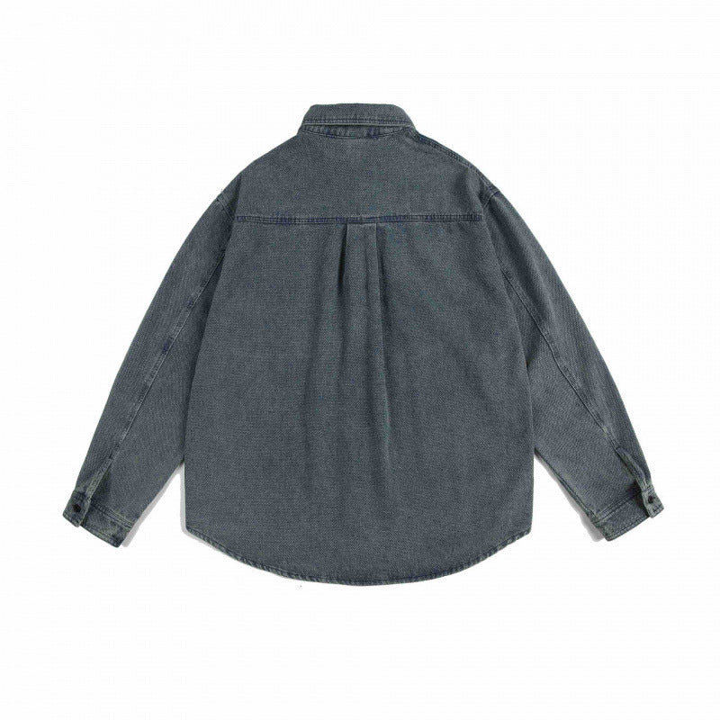 Unisex Boxy Denim Overshirt with Chest Pocket and Stonewashed Look Mune Fashion