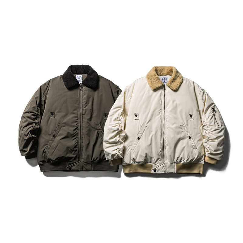 Men's short parka bomber with sherpa collar, padded utility jacket Mune Fashion