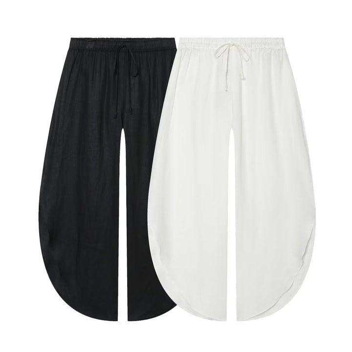 Ladies Beach Midi Skirt with Drawstring Waist, Front Slit and Rounded Hem Mune Fashion