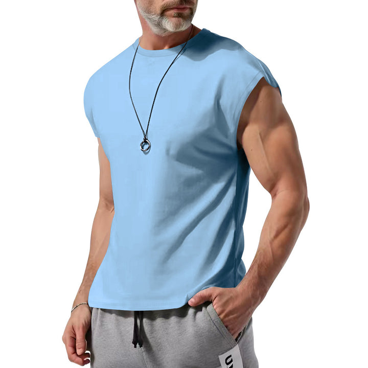 Men's cropped athletic tank top with wide arm openings and round neckline Mune Fashion