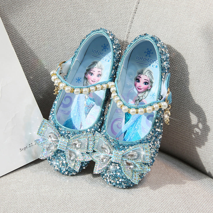 Girls Glittering Ballerinas with Beaded Strap Mune Fashion