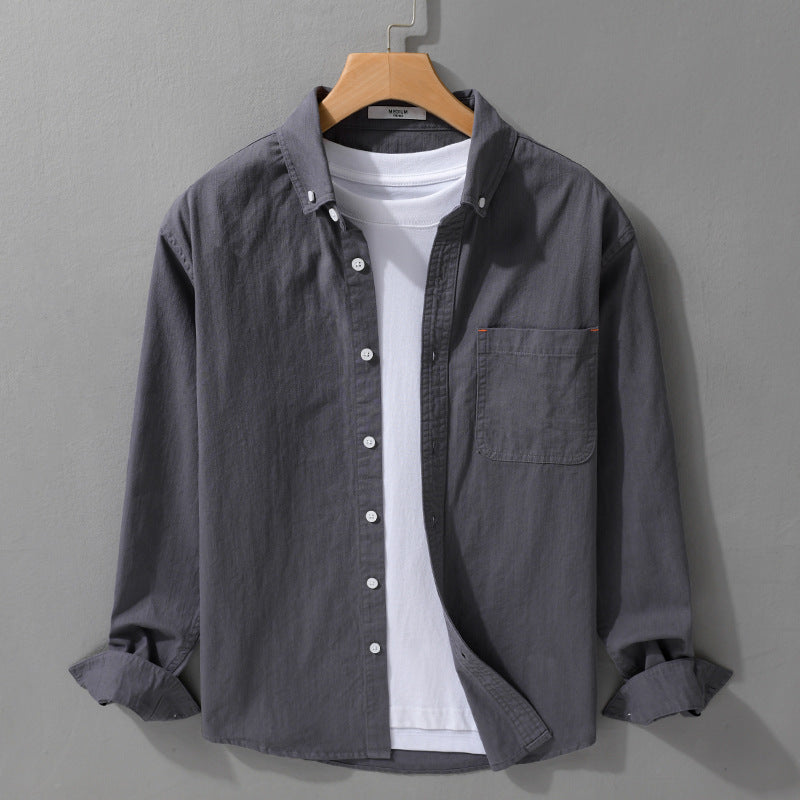 Men's Lightweight Cotton Overshirt in Shirt Jacket Style with Chest Pocket and Button-Down Collar Mune Fashion
