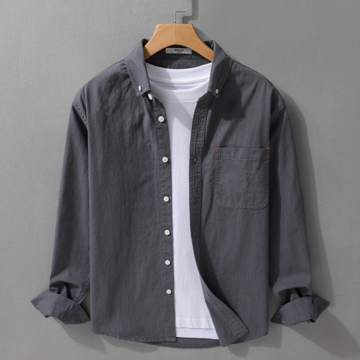 Men's Lightweight Cotton Overshirt in Shirt Jacket Style with Chest Pocket and Button-Down Collar Mune Fashion