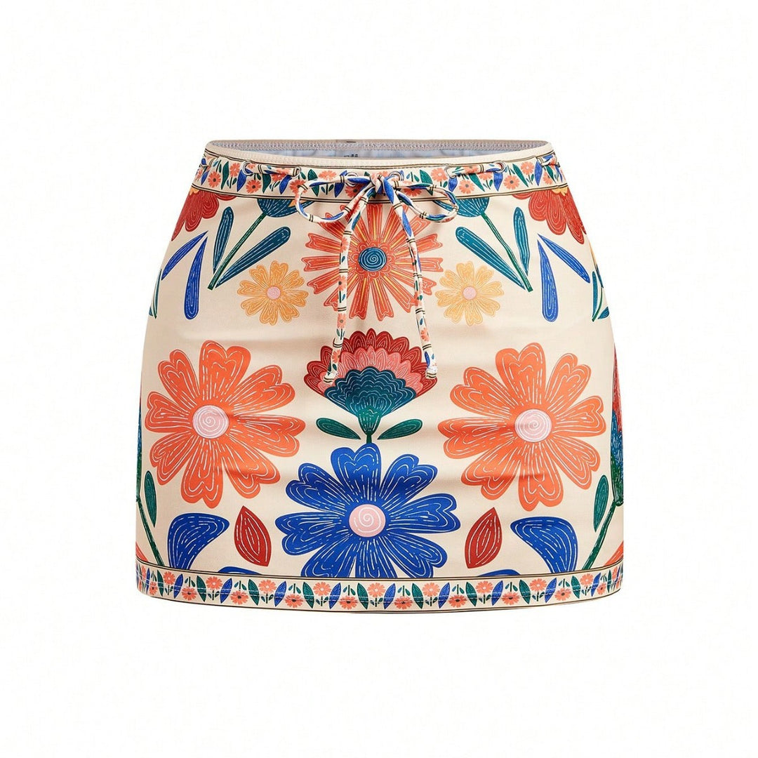 Women's swimsuit with floral design and detachable skirt Mune Fashion