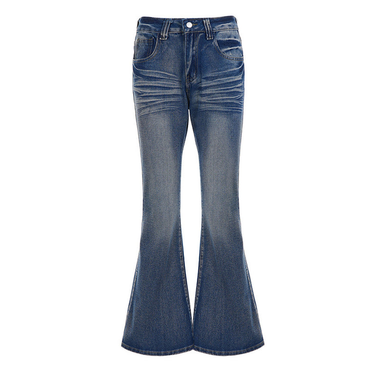 Women's High-Waisted Flared Jeans with Used Wash and Five-Pocket Mune Fashion