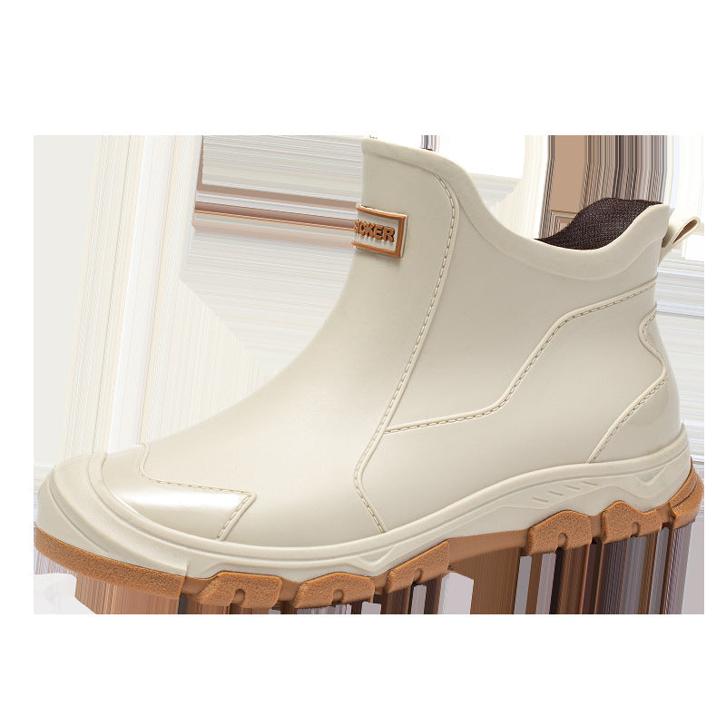 Men's Rubber Boots with Non-Slip Sole and Flexible Entry Mune