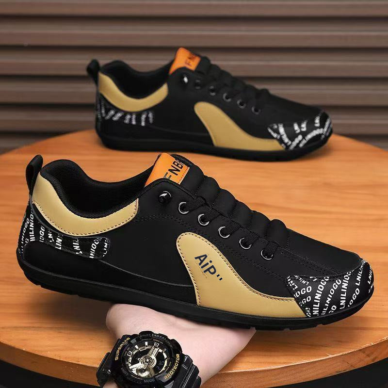 Men's Modern Low-Top Faux Leather Sneaker with Padded Collar and Treaded Rubber Sole Mune Fashion