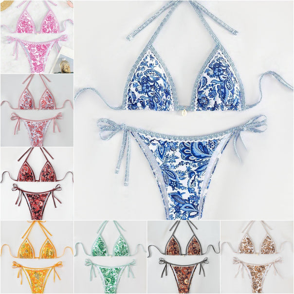 Women's triangle bikini with elaborate floral design Mune Fashion