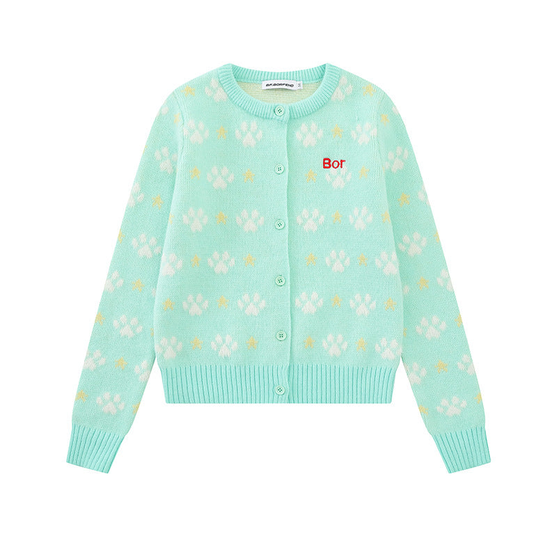 Women's cardigan with allover jacquard, round neck and button placket Mune Fashion