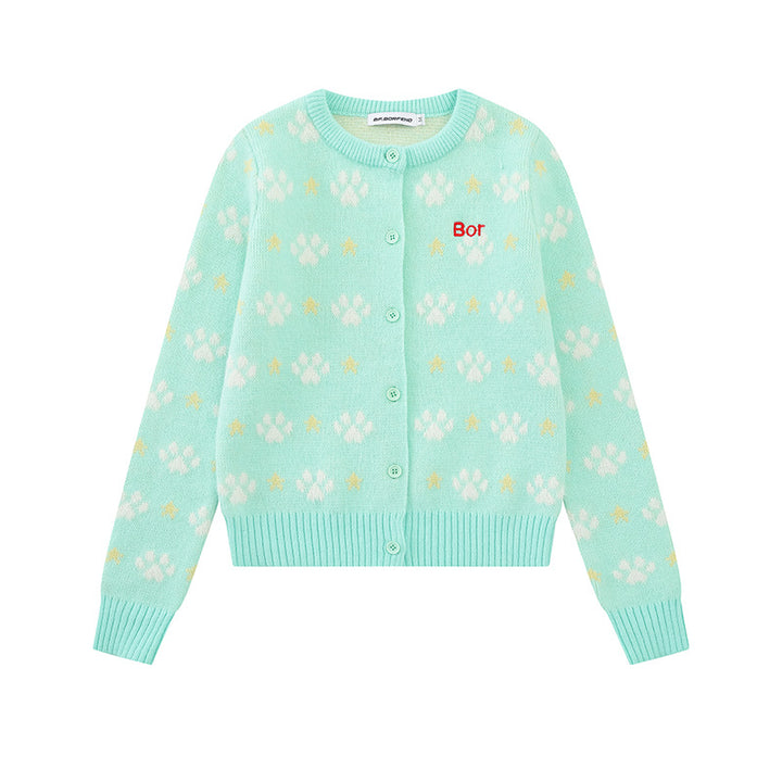 Women's cardigan with allover jacquard, round neck and button placket Mune Fashion