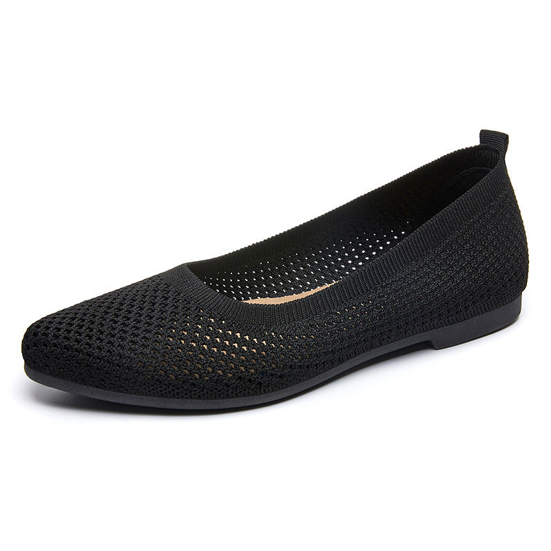 Ladies' breathable knitted ballerina slippers with flexible non-slip EVA sole Mune Fashion