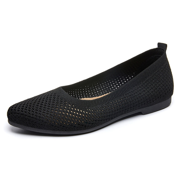Ladies' breathable knitted ballerina slippers with flexible non-slip EVA sole Mune Fashion