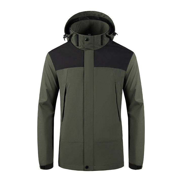 Men's Wind and Water Resistant Softshell Jacket with Hood and Concealed Zipper Mune Fashion