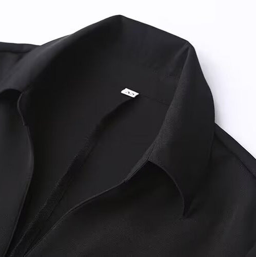 Women's finely flowing shirt blouse with narrow button placket and classic shirt collar Mune Fashion
