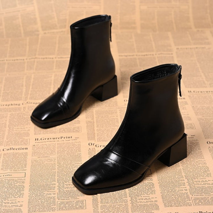 Women Elegant Ankle Boots with Block Heel Mune Fashion