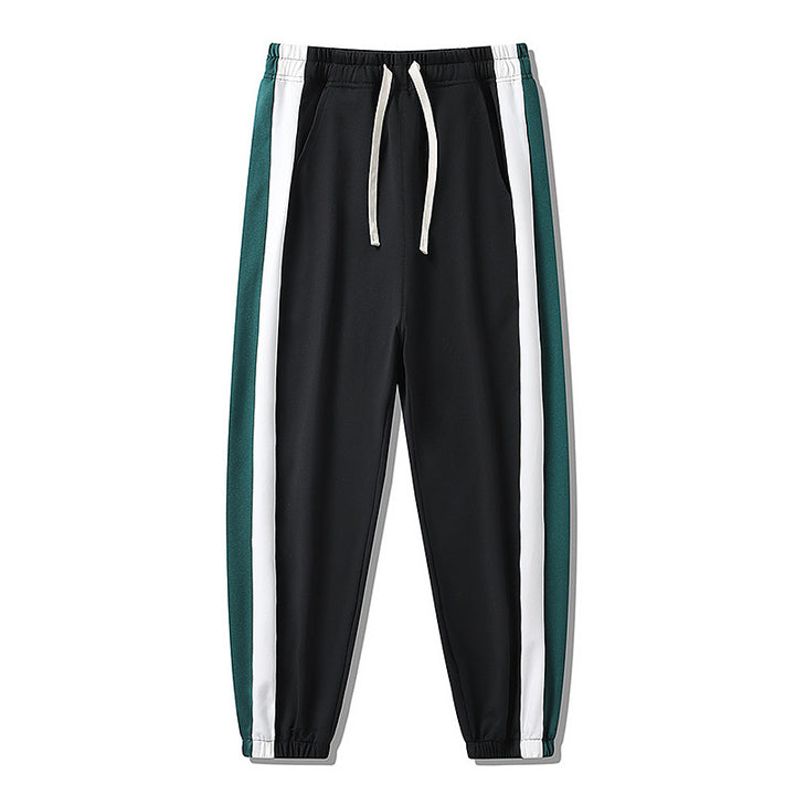 Men's Tapered Track Pants with Drawstring, Side Color Block Stripes & Elastic Cuffs Mune Fashion
