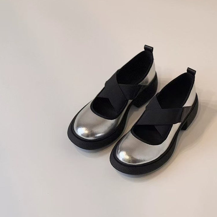 Women's Mary-Jane Slipper with elastic cross straps and profiled platform sole design Mune Fashion