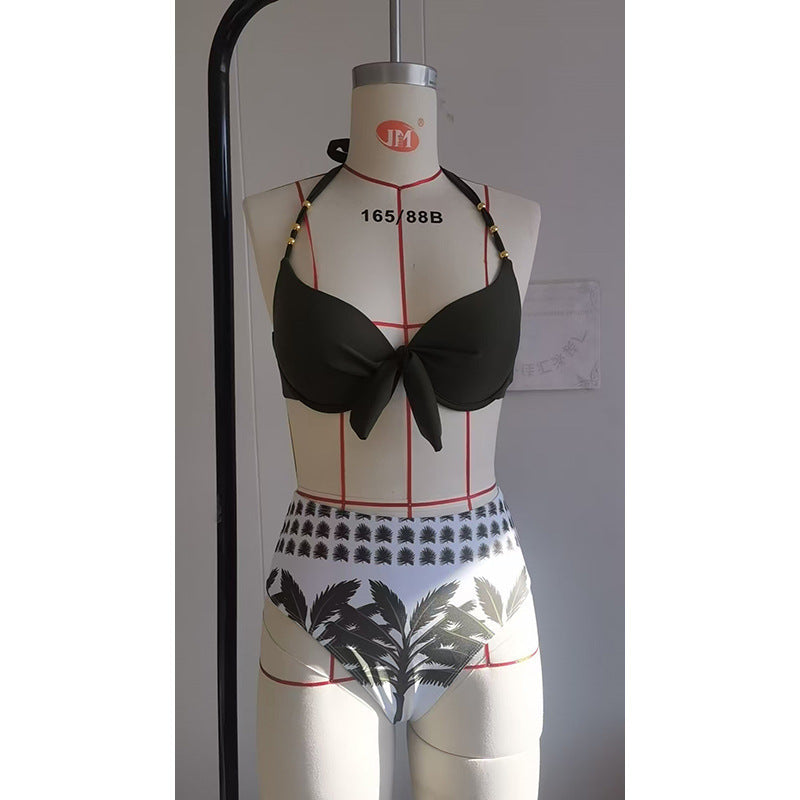 Women Triangle Bikini Top with Elegant Knot and Jewelry Details Mune Fashion