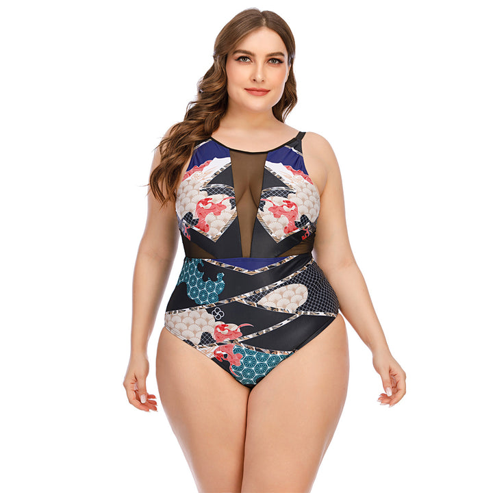 Women's sporty one-piece with fashionable cut and transparent inserts Mune Fashion