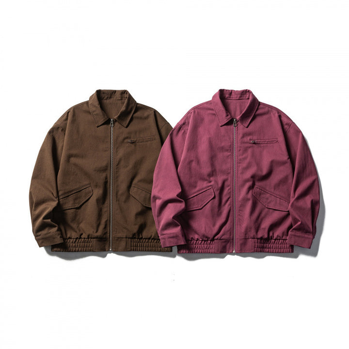 Men's Boxy Workwear Jacket with Full-Length Zipper, Flap Pockets and Elastic Waistband Mune Fashion