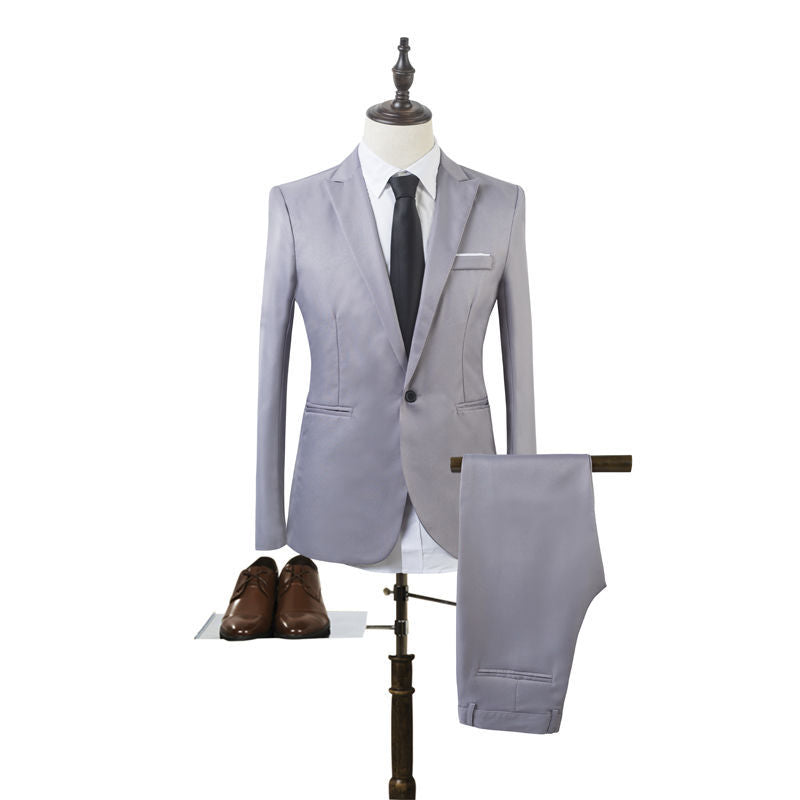 Men's Tailored Single-Button Suit Set in Slim Fit with Slim Suit Pants Mune Fashion