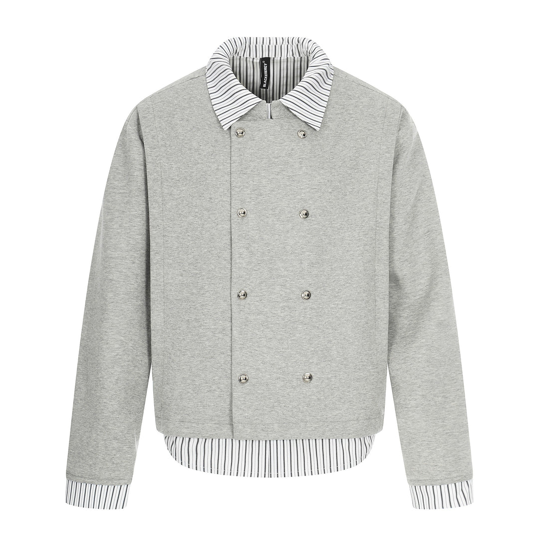 Men's short jacket with double-breasted button placket and shirt collar look Mune Fashion