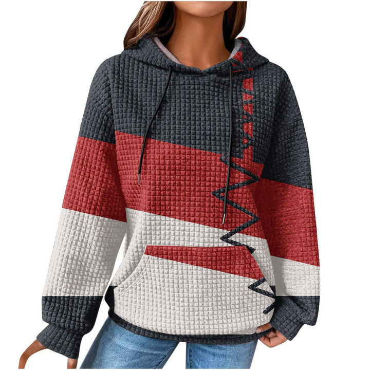 Women’s Fashionable Hooded Sweater in Checkered Design Mune Fashion