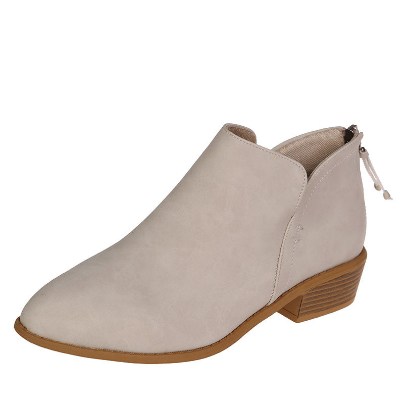 Women's pointed toe slip-on ankle boots with small block heel and ergonomic comfort footbed Mune Fashion