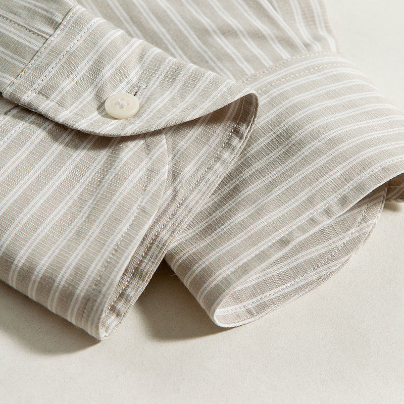 Men's Oversized Striped Shirt with Button Collar and Chest Pocket Mune Fashion