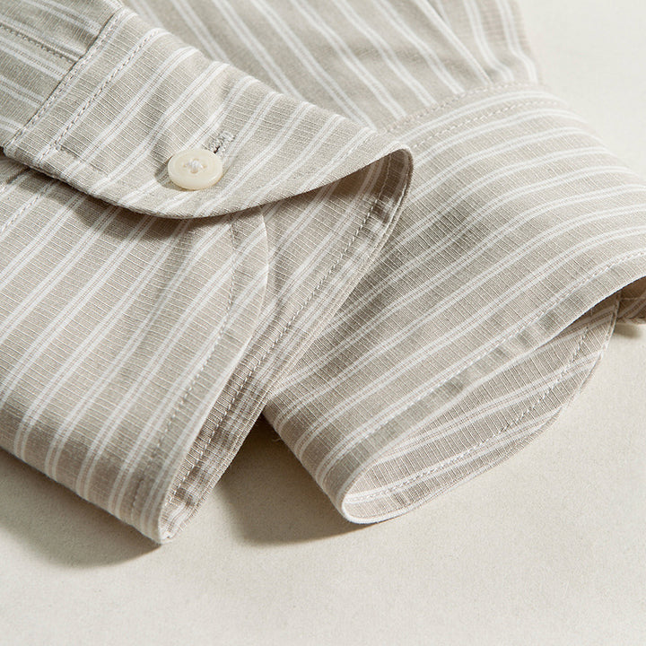Men's Oversized Striped Shirt with Button Collar and Chest Pocket Mune Fashion