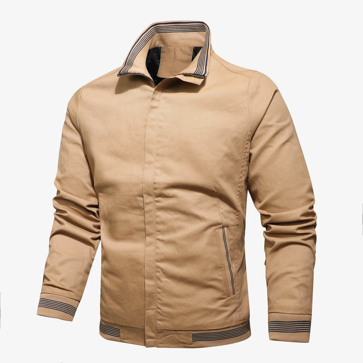 Men's Slim Fit Bomber Jacket in Field Style with Stand-Up Collar Mune Fashion