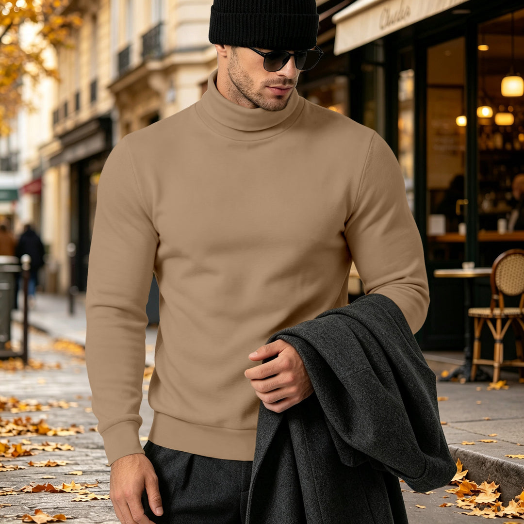 Men's Elegant Cotton Blend Turtleneck Sweater Slim Fit Mune Fashion