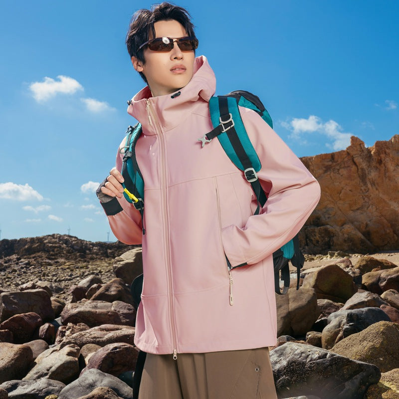 Men's Softshell Outdoor Jacket with Hood, Windproof and Water-Repellent Mune Fashion
